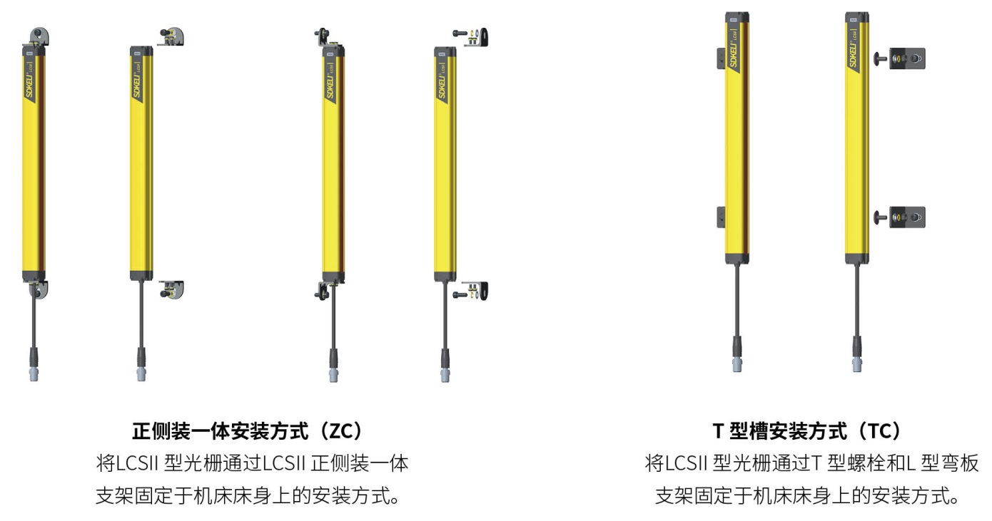 LCSII光柵正側(cè)一體和T型槽安裝方式圖